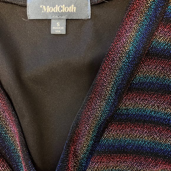 Modcloth Long Sleeve Rainbow Stripe Sparkle Dress Size S - Picture 4 of 4
